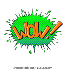 Comics text sound effects. Bubble speech phrase WOW. Vector illustration
