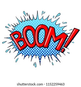 Comics text sound effects. Bubble speech phrase BOOM. Vector illustration
