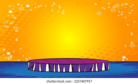 Comics vintage podium stage. Comic Book product scene pedestal for mockup presentation. Vector illustration abstract platform. Texture, background.