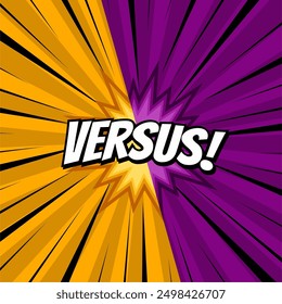 Comics vs frame. Versus ray border, comic fighting duel and fight confrontation. Vs battle challenge, sports team matches conflict isolated cartoon vector background