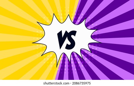 Comics vs frame. Versus sign in retro comic style. Pop art style. Fighting duel and fight confrontation isolated cartoon vector