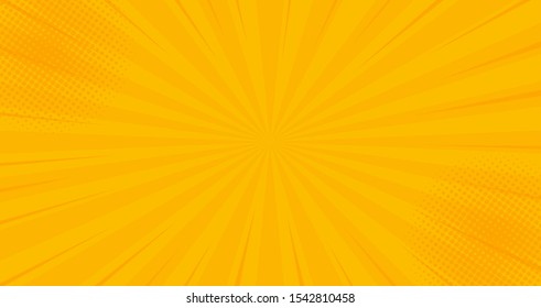 Comics yellow retro background with halftone corners. Summer backdrop. Vector illustration in retro pop art style for comics book, poster, advertising design.