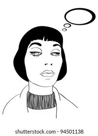 Comics-style woman with text bubble