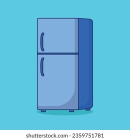 Comic-Style Fridge Refrigerator Icon with Freezer Container in Vector Cartoon Illustration