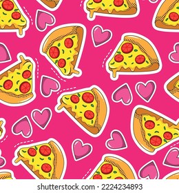 A comic-style pattern. Pizza lover