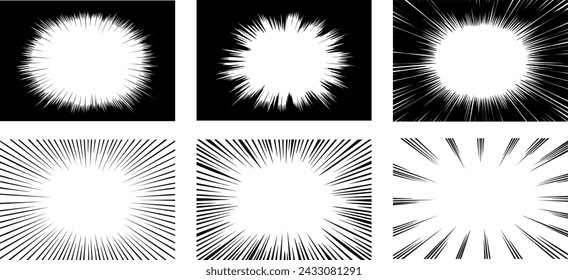 Comic-style Set of Concentration Lines, Radial Background, Effect Illustration
