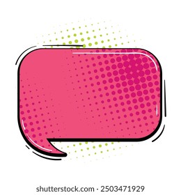 Comic-style speech bubble with halftone dot pattern design
