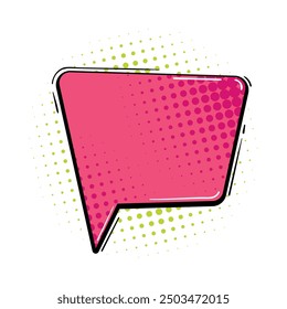 Comic-style speech bubble with halftone dot pattern design