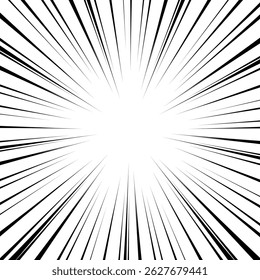 Ilustração de linhas de velocidade em estilo cômico perfeita para cenas de impacto, explosão e emocionais. Um fundo vetor preto-e-branco limpo ideal para desenhos animes ou mangá.