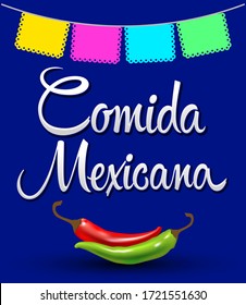 Comida Mexicana, Mexican Food spanish text Vector design.