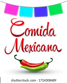 Comida Mexicana, Mexican Food spanish text Vector design.