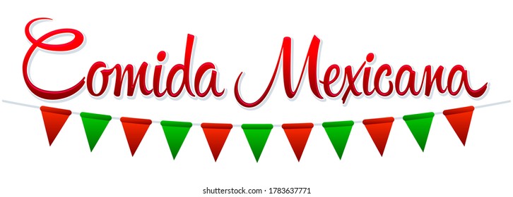 Comida Mexicana, Mexican Food spanish text vector illustration.