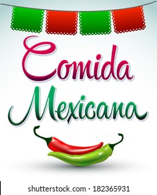 Comida Mexicana - mexican food spanish text - Vector illustration - lettering