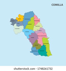Comilla Bezirkskarte von Bangladesch