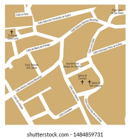 Comillas city centre street map. Cantabria province, Spain. Vector illustration.