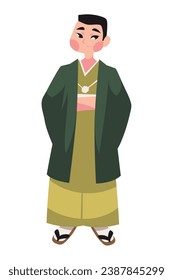 coming of age day japanese man isolated illustration