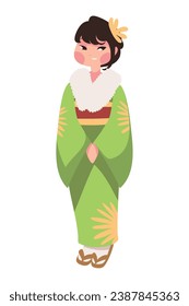 coming of age day japanese woman in costume illustration