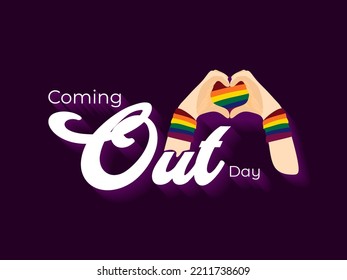 Coming out day. Hands with heart, love background.