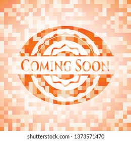 Coming Soon abstract orange mosaic emblem