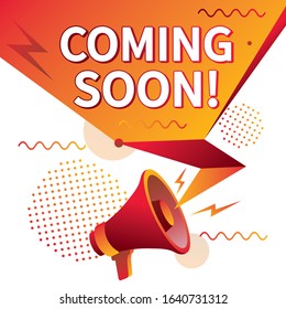 Coming soon - advertising sign with megaphone