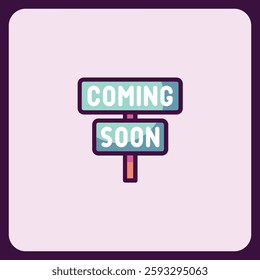 Coming Soon Announcement Sign, Modern Minimalist Design Illustration