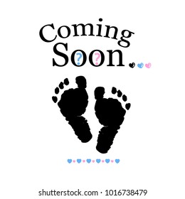 Coming soon baby. Baby gender reveal symbol. Girl, boy and twin baby symbol