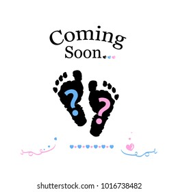 Coming soon baby. Baby gender reveal symbol. Girl, boy and twin baby symbol