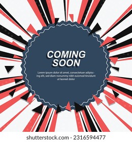 Coming soon background with colorful comic style. Vector illustration.