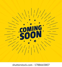 coming soon background with line rays burst