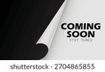 Coming soon background in page white and black curl style design