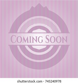Coming Soon badge with pink background