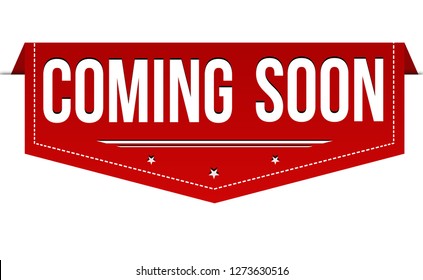 Coming soon banner design on white background, vector illustration