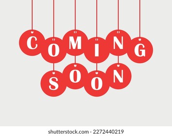 Coming soon banner icon in flat style. Promotion label vector illustration on isolated background. Open poster sign business concept.