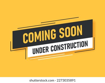 Coming soon banner icon in flat style. Promotion label vector illustration on isolated background. Open poster sign business concept.