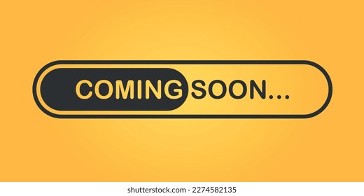 Coming soon banner icon in flat style. Promotion label vector illustration on isolated background. Open poster sign business concept. svg
