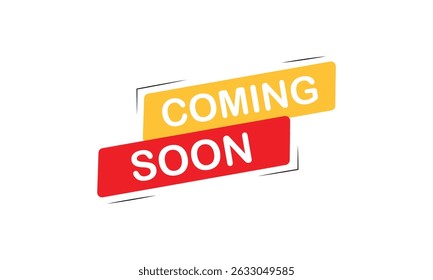 Coming soon banner icon in flat style. Promotion label vector illustration on isolated background. Open poster sign business concept. Vector  Illustration . EPS 20 . 