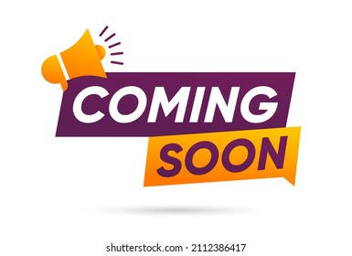 Coming Soon banner with megaphone vector design 