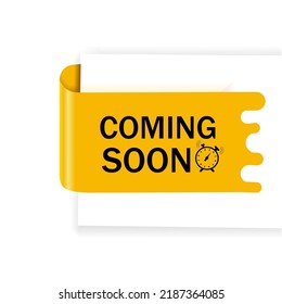 Coming soon banner. Modern web element. Vector illustration isolated on white background.
