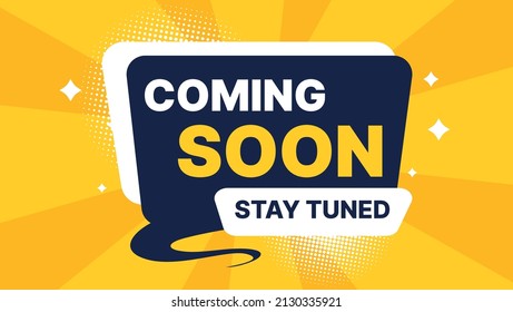 coming soon banner or poster design template with cartoon background.vector illustration