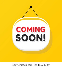 Em breve banner, poster elemento ícone moderno em fundo branco. sinal de vetor, design isolado para anúncio.