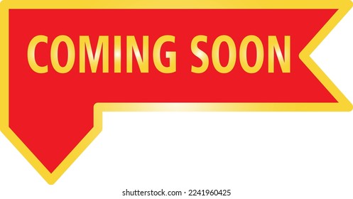 Coming Soon Banner Red Ribbon vectors on white background..eps