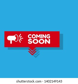 coming soon banner - speech bubble with megaphone. coming soon label,sticker,tag. can be use for promotion banner, sale banner, landing page, template, web site design, logo, app, UI. 