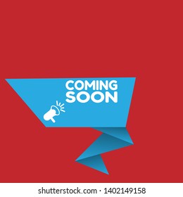 coming soon banner - speech bubble with megaphone. coming soon label,sticker,tag. can be use for promotion banner, sale banner, landing page, template, web site design, logo, app, UI. 