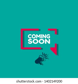 coming soon banner - speech bubble with megaphone. coming soon label,sticker,tag. can be use for promotion banner, sale banner, landing page, template, web site design, logo, app, UI. 