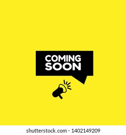 coming soon banner - speech bubble with megaphone. coming soon label,sticker,tag. can be use for promotion banner, sale banner, landing page, template, web site design, logo, app, UI. 