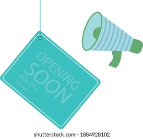 coming soon banner - speech bubble with megaphone.