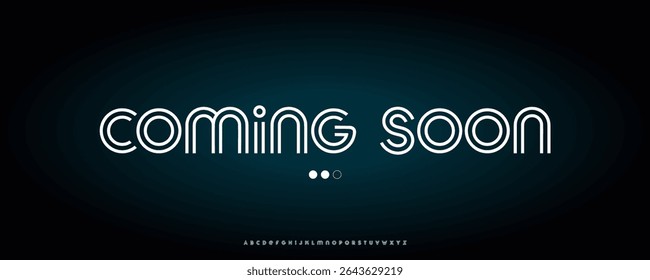 Coming Soon Banner with Stylish Retro Line Font and Soft Glowing Gradient Background, Perfect for Product Launches, Tech Sites, or Apps. Vector Illustration.