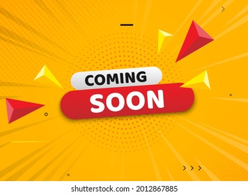 Próximamente Diseño De Plantilla De Banner En Fondo Amarillo. Ilustración vectorial.