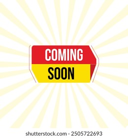 coming soon banner template design with yellow and red color