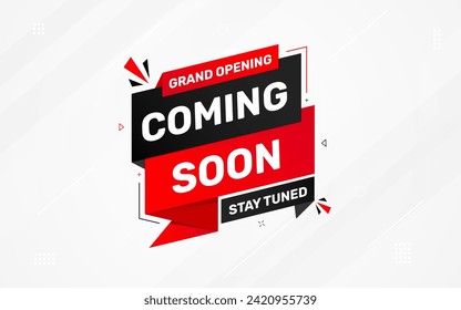 Próximamente, plantilla de banner. banner de venta de ilustración vectorial. gran cartel de apertura con fondo abstracto.
